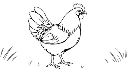 black and white chicken picture used for coloring