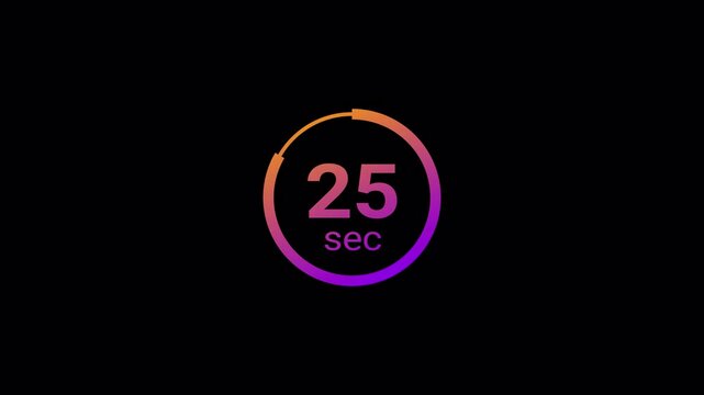  30 second countdown timer animation from 30 seconds to 0 seconds with alpha channel , 30 second countdown timer on a transparent background.