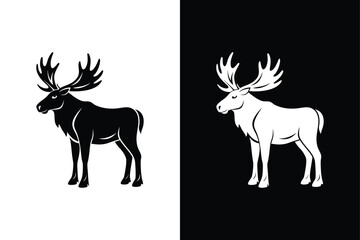 Moose  icon vector on White Background ,Vector Art Illustration on white background.