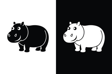 Hippo icon vector on White Background ,Vector Art Illustration on white background.