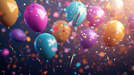 Celebration: A Burst of Joyful Balloons and Confetti