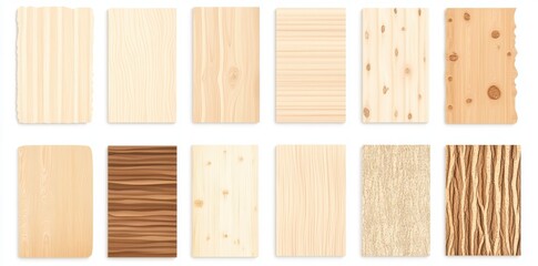 A collection of wood texture samples for design and illustration purposes.
