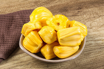Raw ripe yellow jackfruit segment