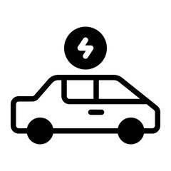 Electric Car Glyph Icon