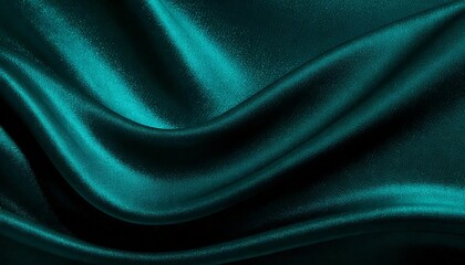Black dark teal jade emerald sea aventurine green abstract background. Silk satin fabric

