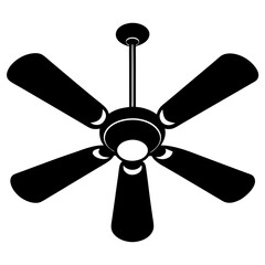 Ceiling fan silhouette vector illustration on white background

