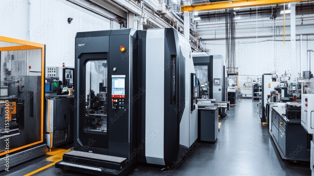 Aufkleber high-tech factory equipment and machines in a production environment, showcasing the precision and c
