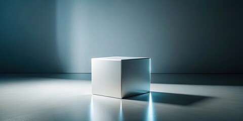 Fototapeta premium Minimalist cube in a futuristic environment, space, visual style , space, visual style , modern
