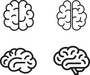 A minimalistic black and white illustration of a human brain.