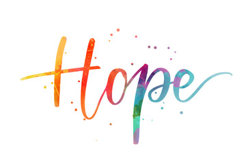 Hope - handwritten modern watercolor calligraphy lettering.