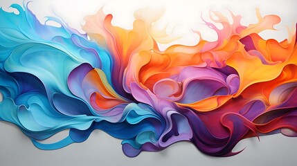 Fototapeta premium Abstract colorful swirling design with blue, orange, and purple hues creating a dynamic, flowing composition.