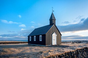 Búðakirkja, The Black Church of Budir is a small wooden church located on the south side of...