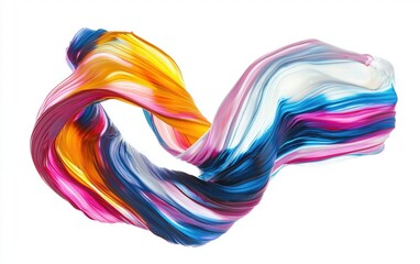 Obraz premium A dynamic twister of multicolored paint, swirling and blending seamlessly on a crisp white background