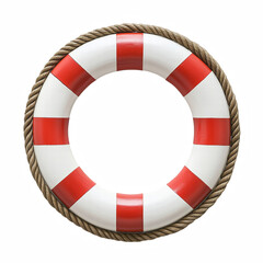 white red lifebuoy isolated on transparent background Generative Ai.