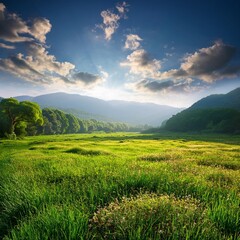 Fototapeta premium Natural environment The field full of greenery is an extraordinary environment