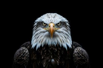 Obraz premium Bald Eagle isolated on black background with clipping path. Generative AI