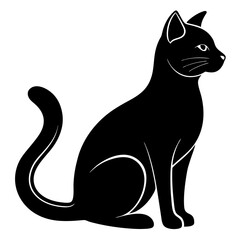 Black cat silhouette vector on white background.