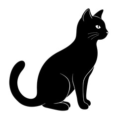 Black cat silhouette vector on white background.