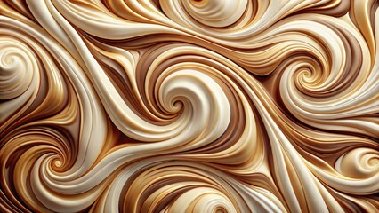 Creamy white chocolate background with swirled patterns of rich brown and pale beige colors