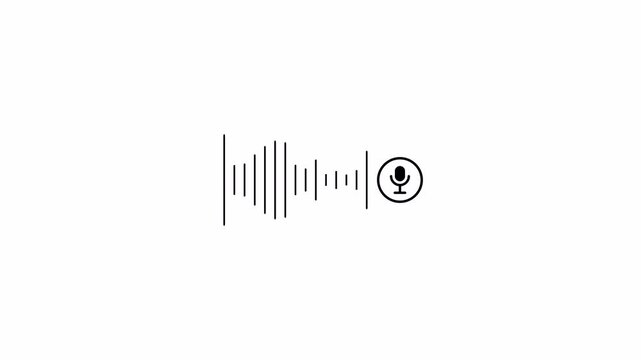  Podcast microphone audio sound waveform animation, Animated sound waveform spectrum motion graphic animation 4k, Voice chat, Voice mail, Speech waves Podcast microphone audio sound waveform animation