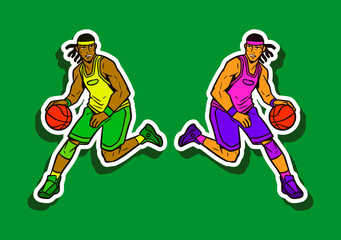 Basketball Player Doodle Sticker Illustration