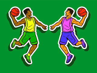 Basketball Player Doodle Sticker Illustration