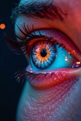 Ocular retina scan with digital display and biometric analysis, medical technology, smart contact lens
