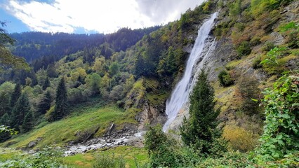 Naturno, Italy, 10.07.2024, waterfall in the Alps