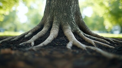 Lush forest landscapes Enormous tree roots peeking out