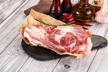 Raw pork shoulder for cooking