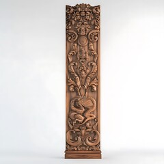 Intricate Wooden Panel With Floral And Dragon Carving