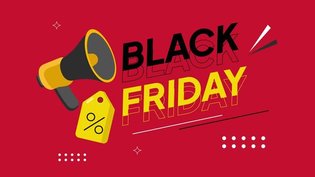 Animated video Black Friday sale concept. Full length animation illustration. High quality 4k footage.