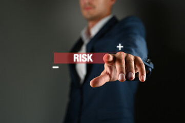 High Risk of Business decision making and risk analysis. Measuring level bar virtual, Risky...