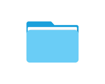 3d blue folder icon. File folder icon. Document binder data archive. Office folder icon with documents. Folder for reports and archive cases. Vector Illustration