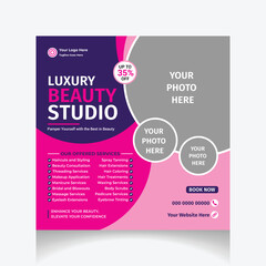 Beauty parlor social media post design template