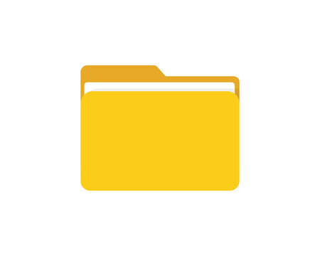 3d yellow folder icon. File folder icon. Document binder data archive. Office folder icon with documents. Folder for reports and archive cases. Vector Illustration