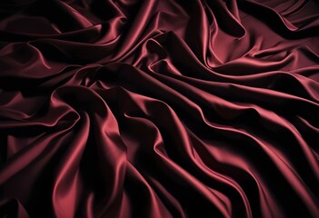 Obraz premium Elegant Black and Burgundy Satin Background Luxurious Silky Drapery with Shimmer