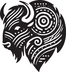 Bison head silhouette cave art symbols