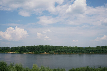 Landscape of Vyatka river. Vyatskiye Polyany, Kirov region,Russia. View of the river on a summer day.