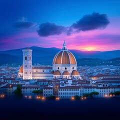 Florence Cathedral Sunset  Italian Renaissance Architecture  Duomo  Campanile