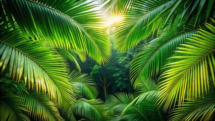 Obraz premium Palm Leaves Border Backgrounds: Lush Tropical Vegetation Outdoors Medium Shot