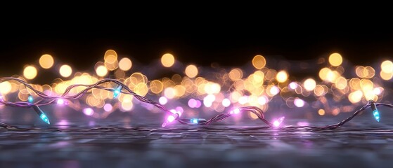 Festive Christmas Lights Garland  Bokeh Background  Holiday Decor