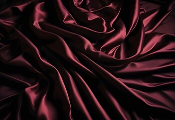 Fototapeta premium Elegant Black and Burgundy Satin Background Luxurious Silky Drapery with Shimmer