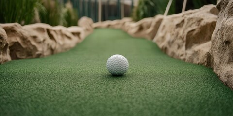 Exciting Adventure Golf Experience A Single Golf Ball on a Scenic Course.
