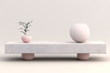 Minimalist Still Life Featuring Plant and Sphere