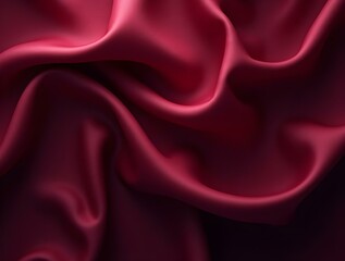 Obraz premium Deep red or burgundy silk fabric with flowing folds and highlights creates a rich, luxurious texture