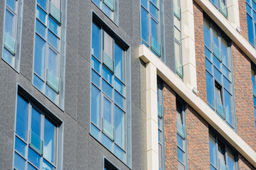Facade of a modern residential building, building texture