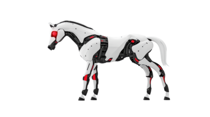 Futuristic robotic horse with sleek design, isolated on transparent background