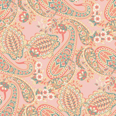 Paisley Floral oriental ethnic Pattern. Seamless Vector Ornament. Damask fabric patterns.