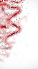 Festive Red   Silver Tinsel Garland  Christmas Decor  Holiday Background